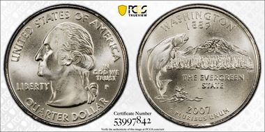 2007-P 25C Washington Satin Finish SP67