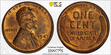 1947-D 1C MS63RB