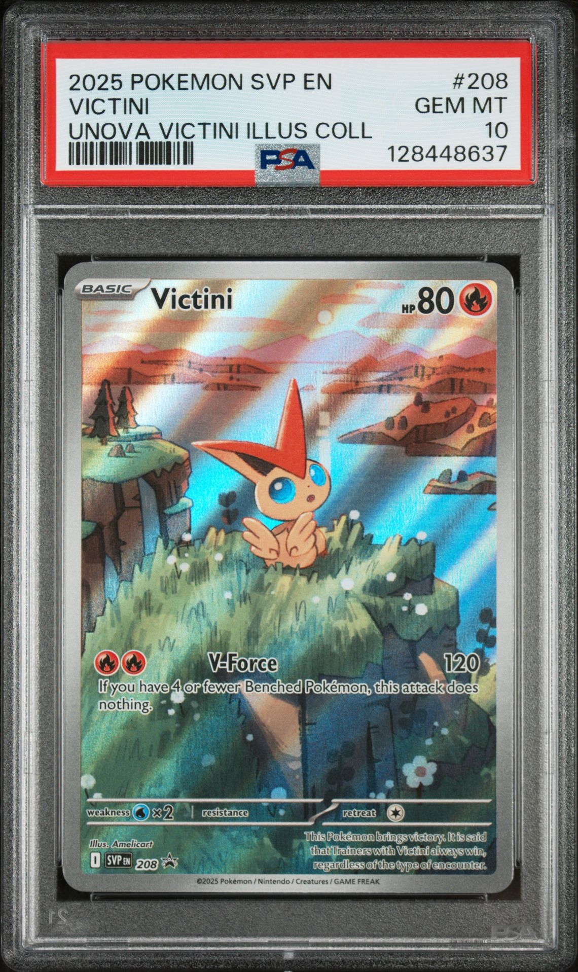 2025 Pokemon POKEMON SVP EN-SV BLACK STAR PROMO UNOVA VICTINI ILLUS COLL #208 Victini front