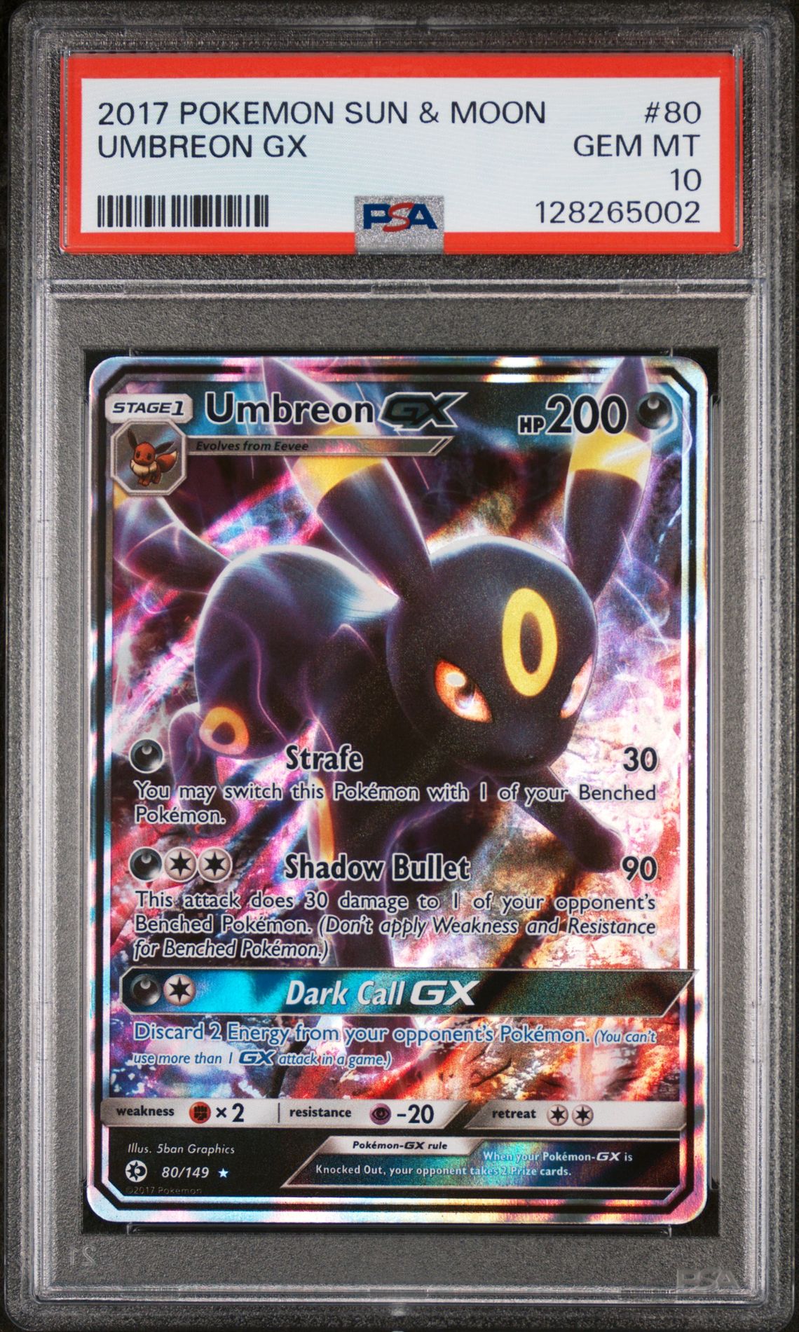 2017 Pokemon POKEMON SUN & MOON GX #80 Umbreon Gx front