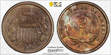 1864 2C Large Motto N1BN