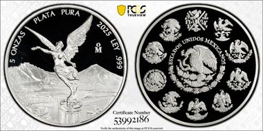 2025-Mo 5 Onza Libertad Ag PR69DCAM