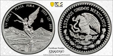 2025-Mo 1/4 oz Libertad Ag PR70DCAM