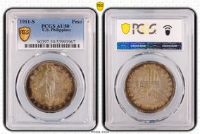 1911-S Peso AU50