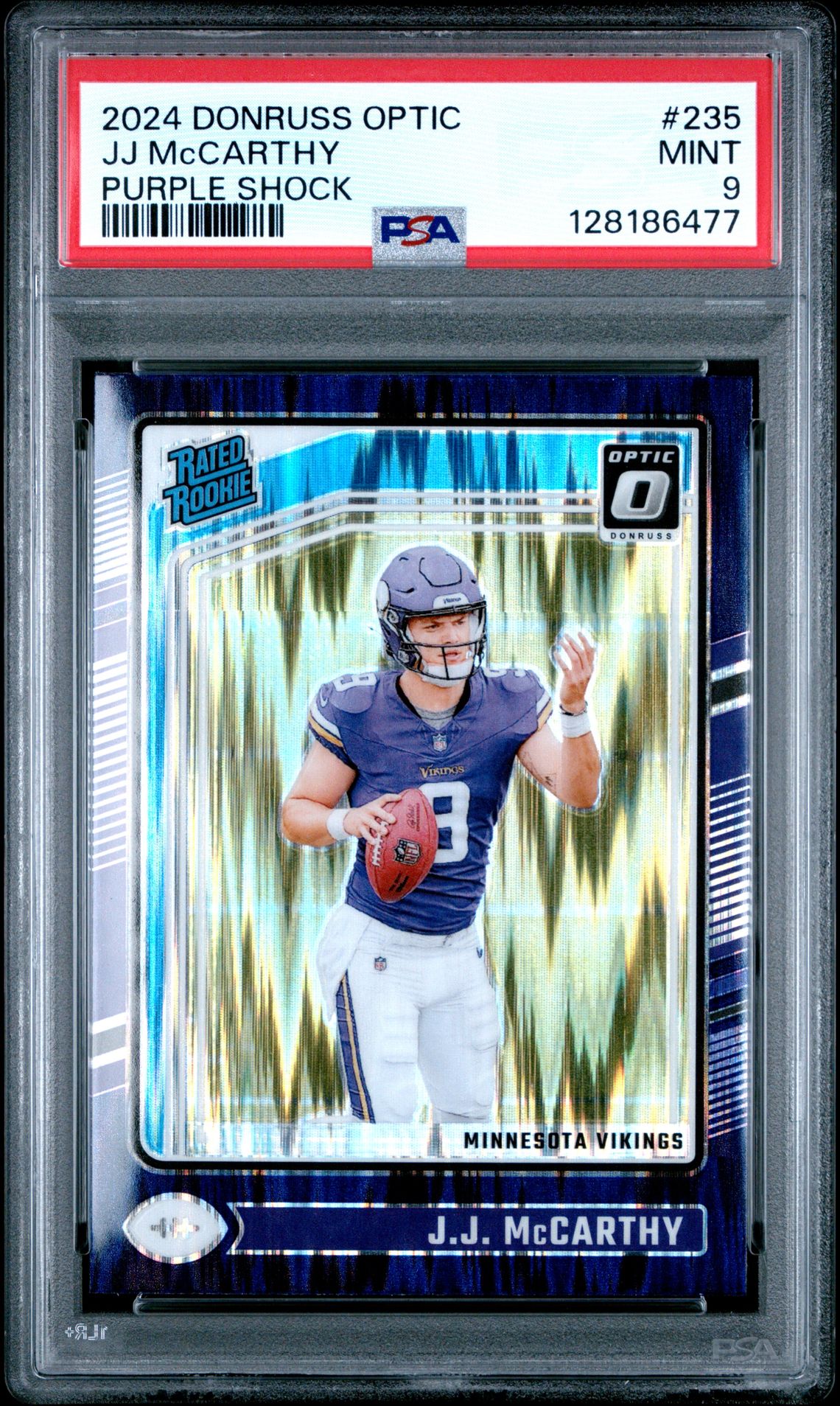 2024 Panini Donruss Optic Jj Mccarthy #235 (Purple Shock) Mint 9 front
