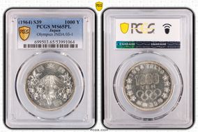(1964) S39 1000 Y Tokyo Olympics JNDA 03-1  Ag MS65PL
