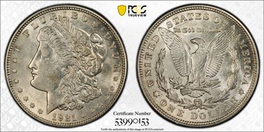 1921-D $1 AU58