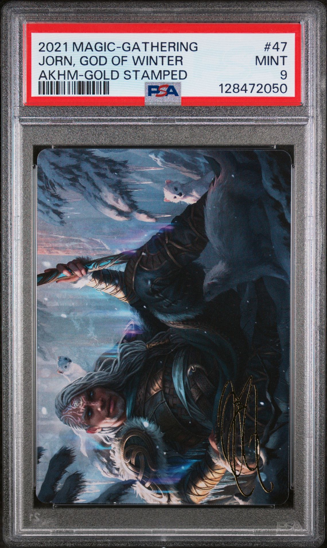 2021 Magic The Gathering Kaldheim Art Series Jorn, God Of Winter #47 (Akhm-Gold Stamped) Mint 9 front