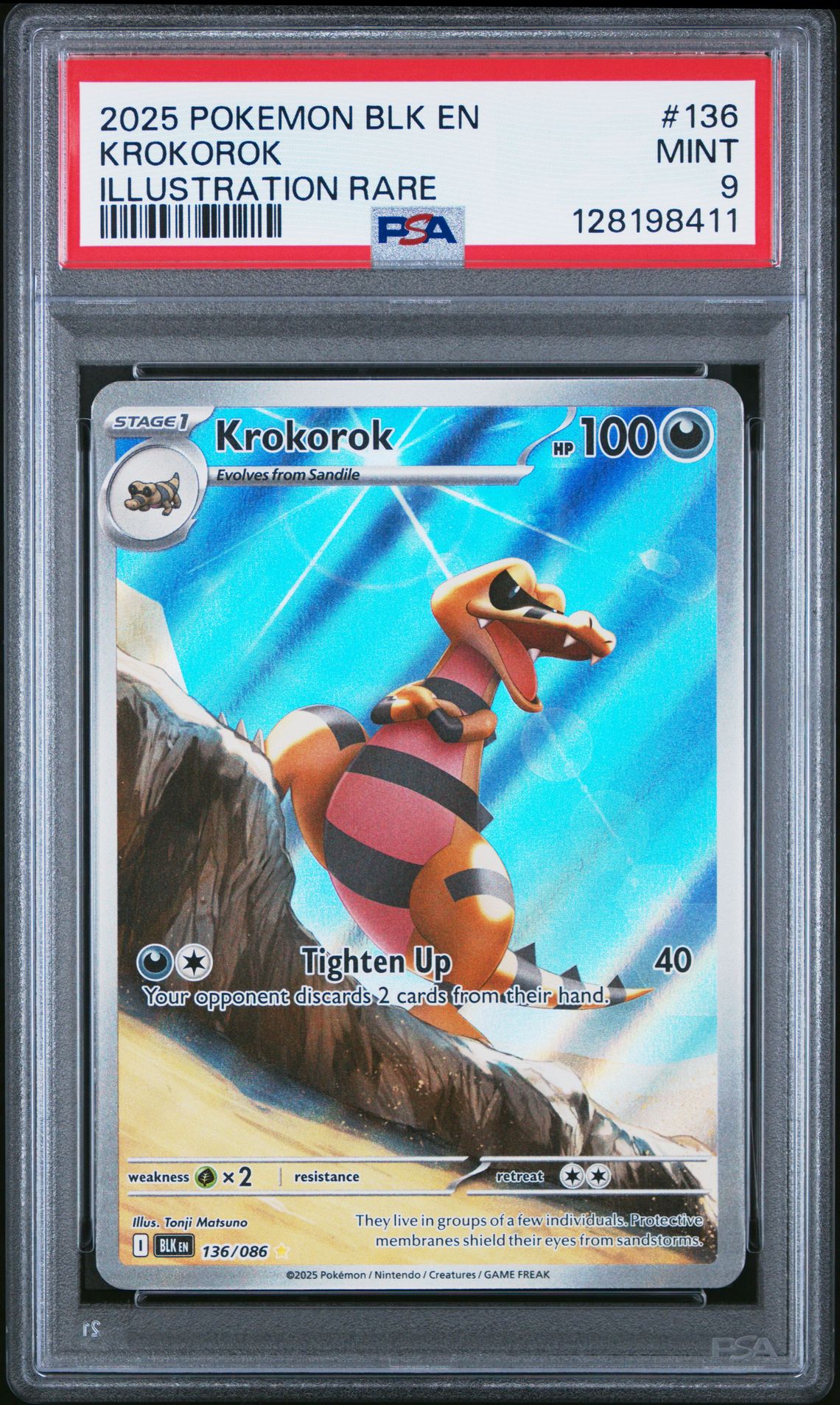 2025 Pokemon POKEMON BLK EN-BLACK BOLT ILLUSTRATION RARE #136 Krokorok front