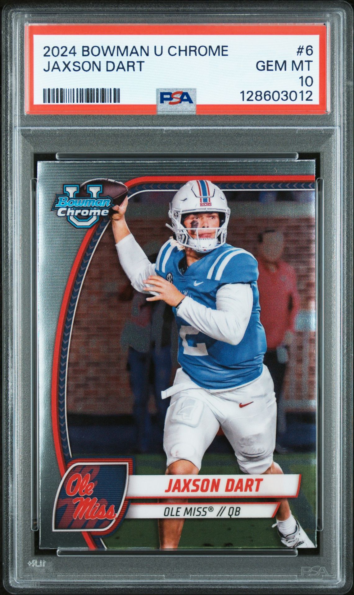2024 Bowman BOWMAN UNIVERSITY CHROME GOLD SHIMMER #6 Jaxson Dart front