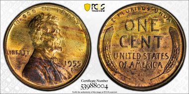 1955-S 1C MS64RB