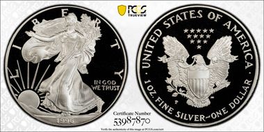 1996-P $1 Silver Eagle PR69DCAM