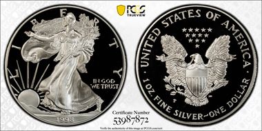 1998-P $1 Silver Eagle PR69DCAM