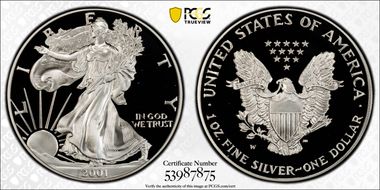 2001-W $1 Silver Eagle PR69DCAM