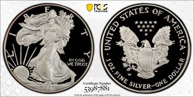 2007-W $1 Silver Eagle PR69DCAM