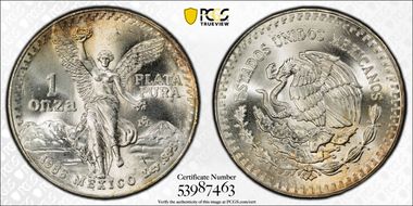 1986-Mo Onza Libertad Ag MS66