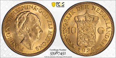 1925 10 G Pearls below I KM-162  Au MS63