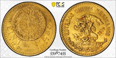 1919 20 Peso KM-478  Au AU58