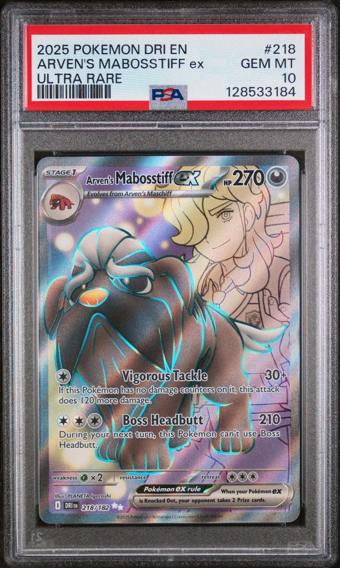 2025 Pokemon POKEMON DRI EN-DESTINED RIVALS ULTRA RARE #218 Arven's Mabosstiff EX front