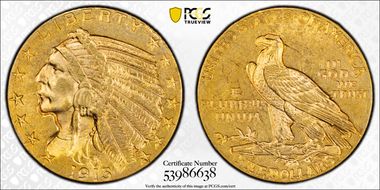 1915 $5 MS62
