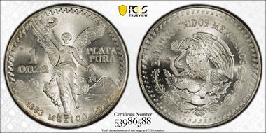 1983-Mo Onza Libertad Ag MS67