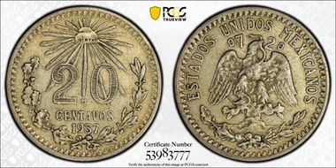 1937-M 20C KM-438 AU53