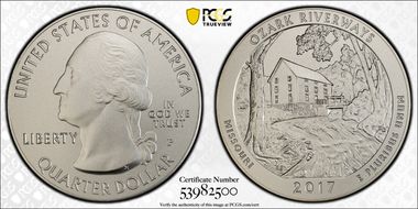 2017-P 25C Ozark Riverways NP 5 oz Silver First Strike SP69