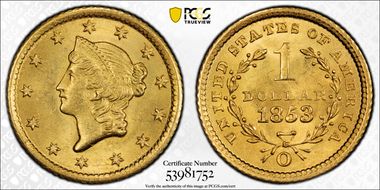 1853-O G$1 MS65