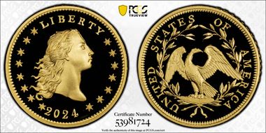 2024 $1 Flowing Hair High Relief Au 230th Anniversary First Strike PR70DCAM