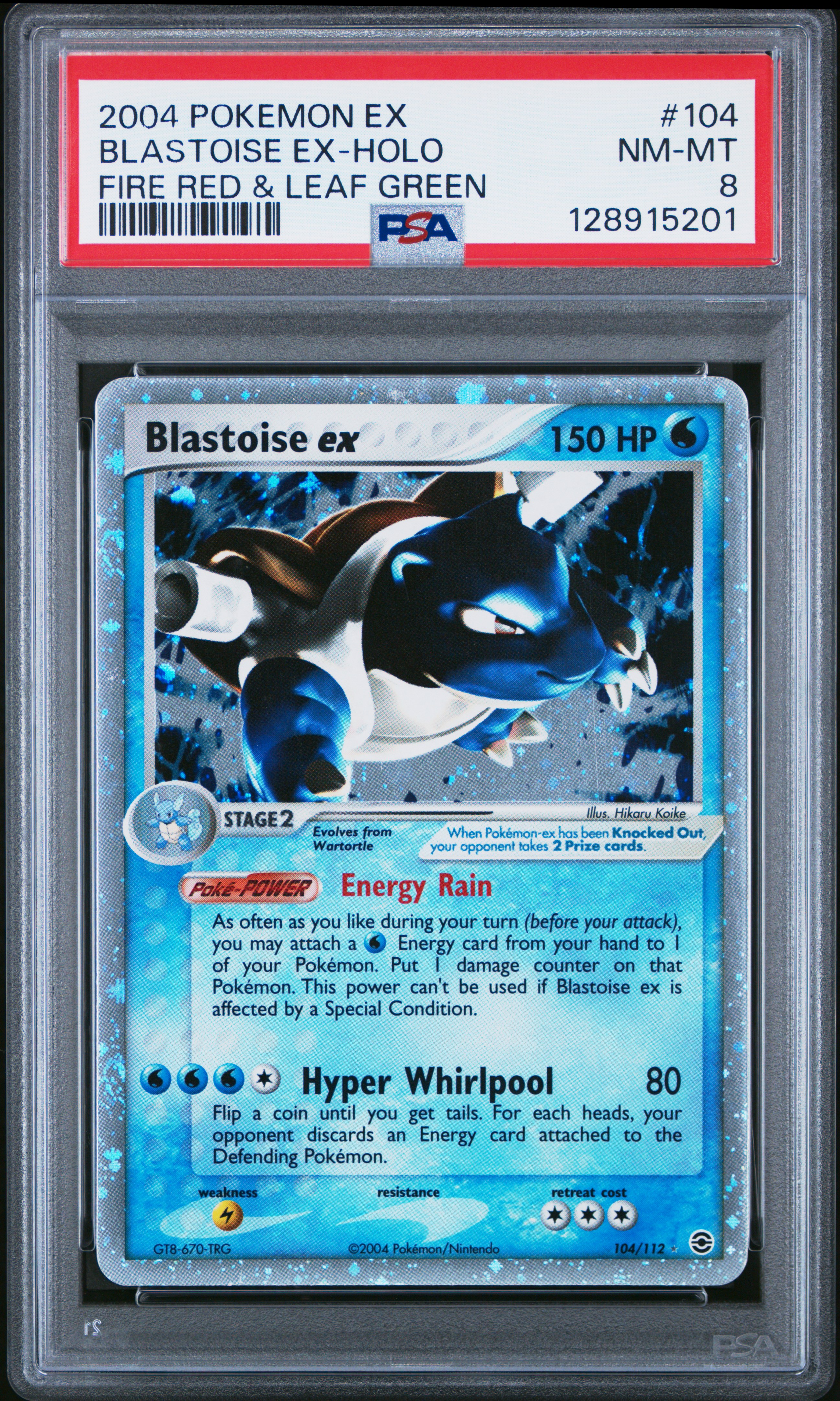 2004 #104 Blastoise EX-Holo PSA 8 EX Fire Red & Leaf Green