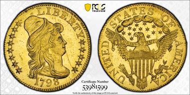1798 $5 BD-6, Large Eagle, Normal 8 MS62