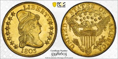 1803 $10 Extra Star Reverse MS64