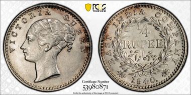 1840.(C) 1/4 Rup SW-2.41 MS65