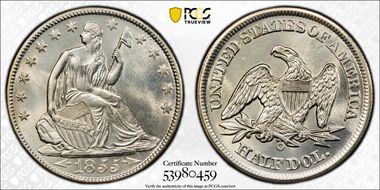 1855-O 50C Arrows MS64