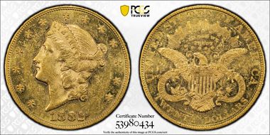 1882 $20 AU58