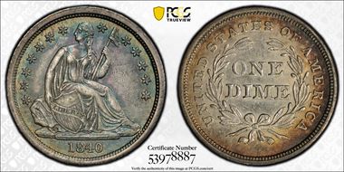 1840 10C No Drapery AU53