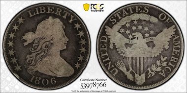 1806 50C Knob 6, Small Stars G6