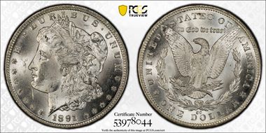 1891-CC $1 VAM 3, Spitting Eagle MS64