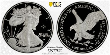 2025-W $1 Silver Eagle w/ Laser Privy First Strike PR69DCAM