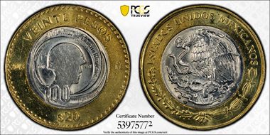 2013-Mo 20 Peso Mexican Army MS63