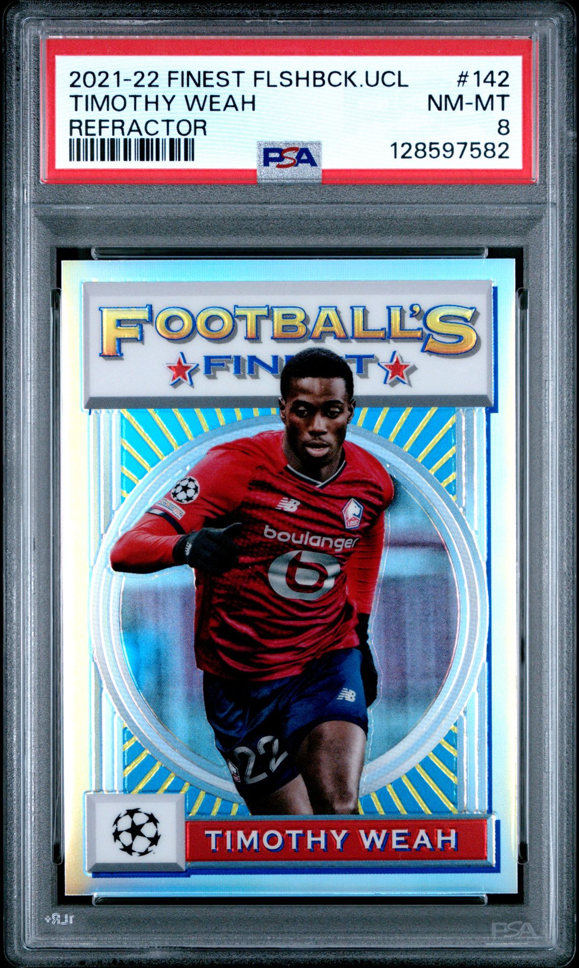 2021-22 Topps TOPPS FINEST FLASHBACKS UEFA CHAMPIONS LEAGUE REFRACTOR #142 Timothy Weah front