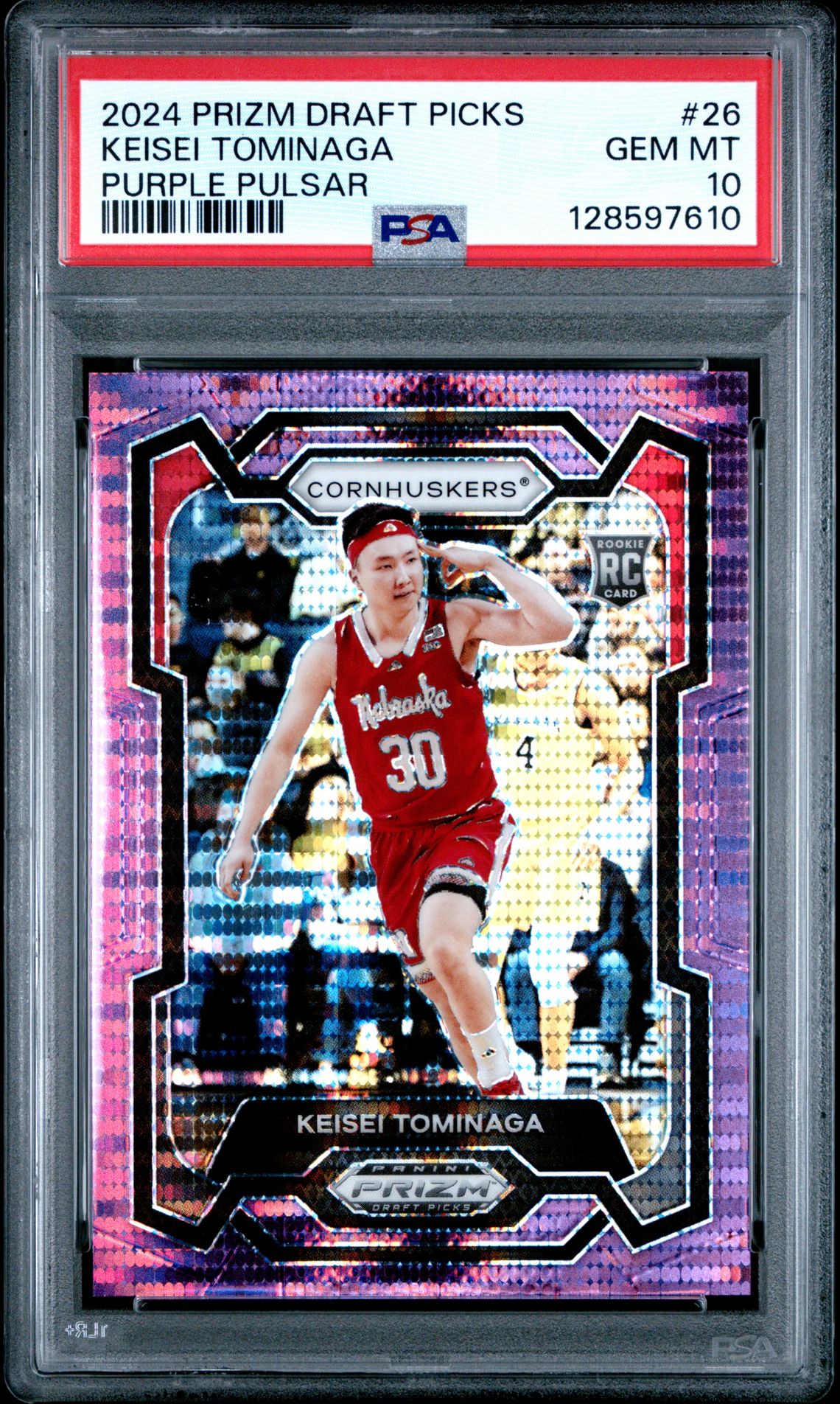 2024 Panini PANINI PRIZM DRAFT PICKS PURPLE PULSAR #26 Keisei Tominaga front
