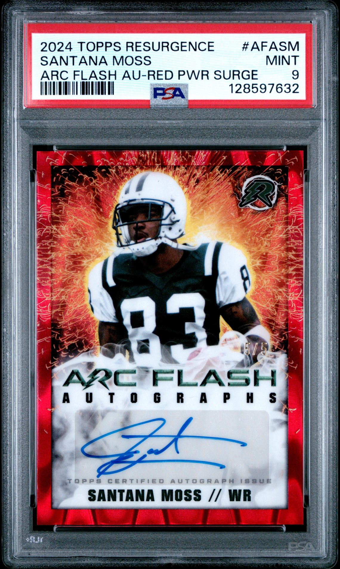 2024 Topps TOPPS RESURGENCE ARC FLASH AUTOGRAPHS RED PWR SURGE #AFASM Santana Moss front