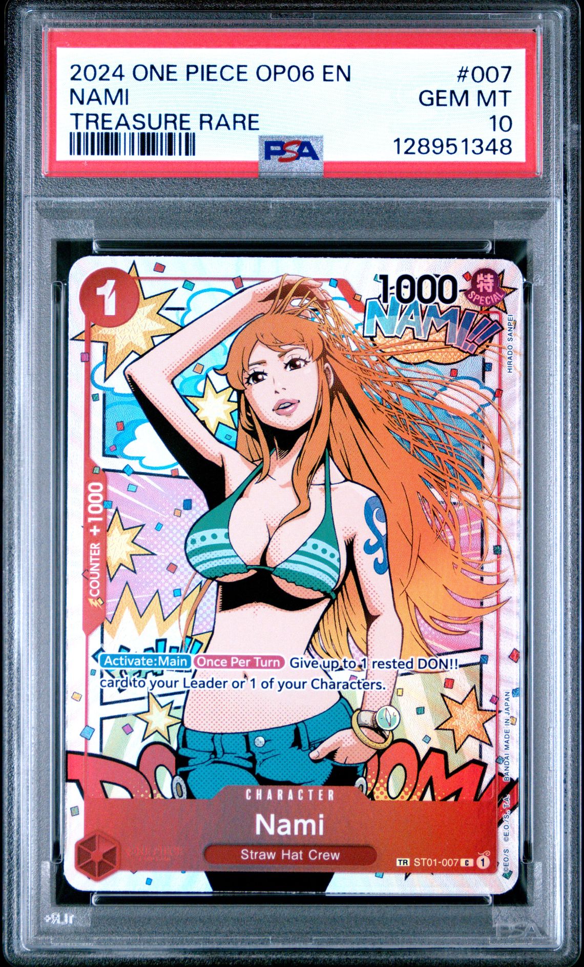 2024 One Piece Op06-Wings Of The Captain Nami #007 (Treasure Rare) Gem Mt 10 front