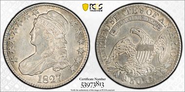 1827 50C Square Base 2 AU53