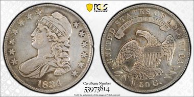 1834 50C Large Date, Small Letters N1