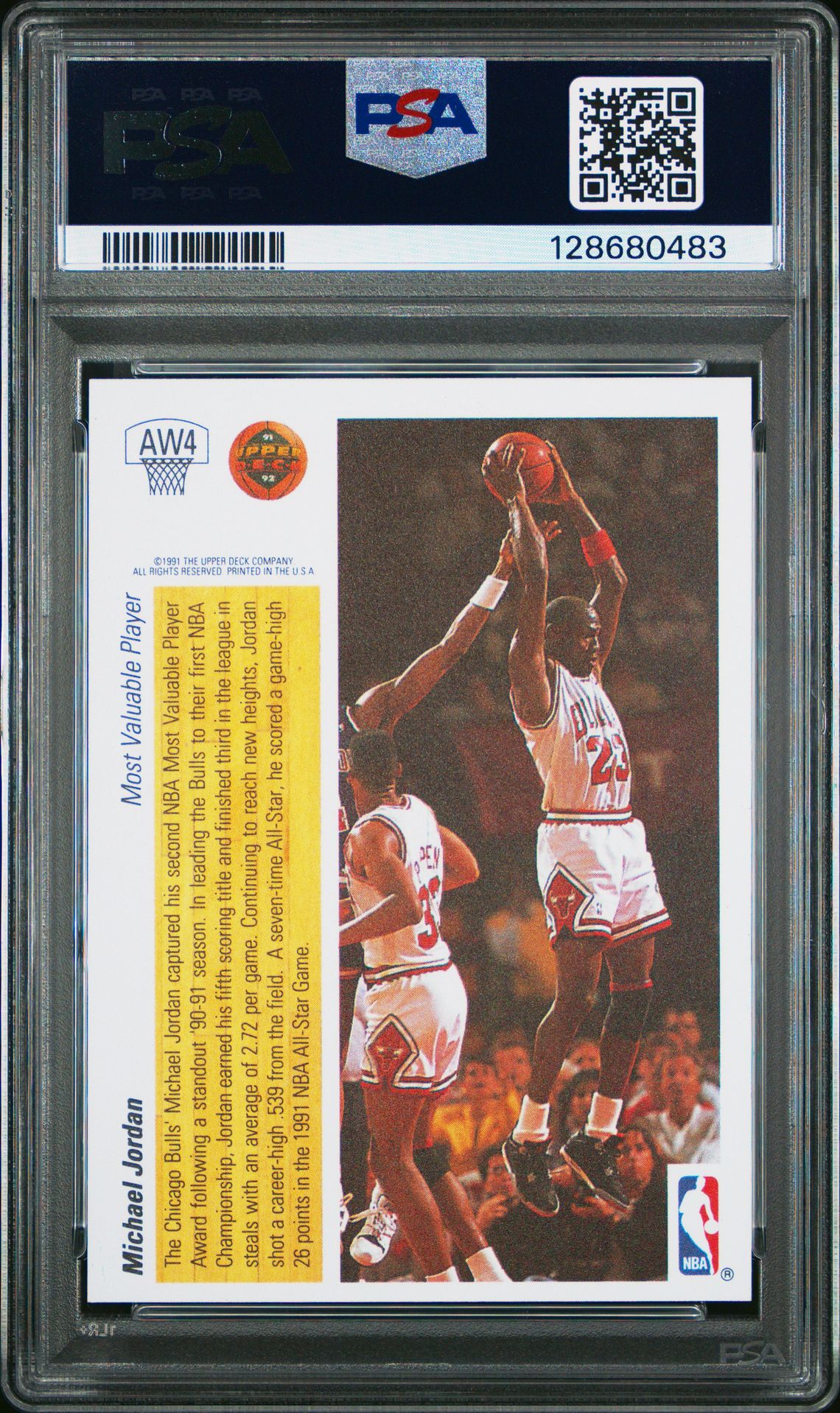1991 Upper Deck Award Winner Hologram Michael Jordan #Aw4 (Holograms) Nm 7 back