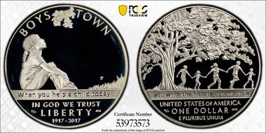 2017-P $1 Boys Town PR69DCAM