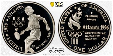 1996-P $1 Tennis PR68DCAM