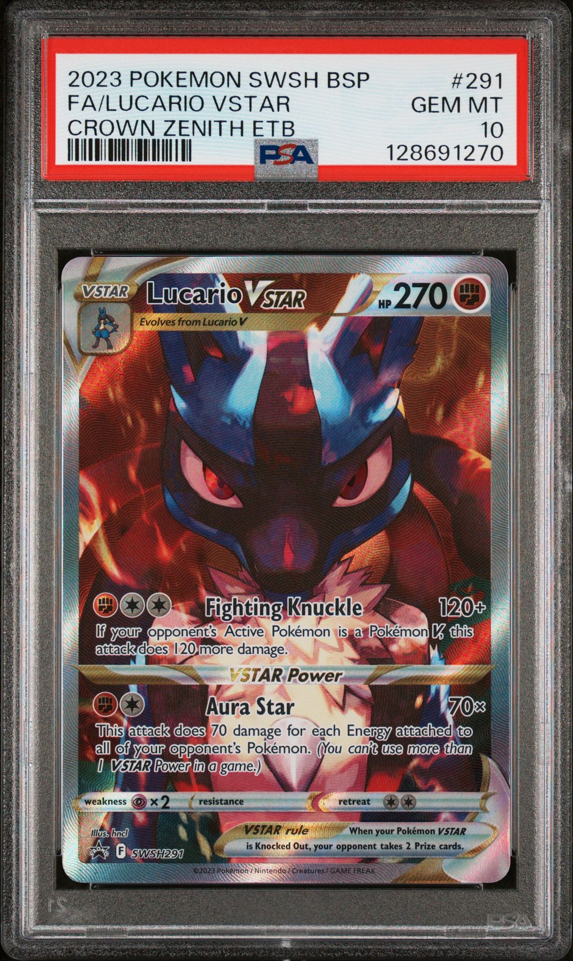 2023 Pokemon POKEMON SWSH BLACK STAR PROMO CROWN ZENITH ETB #291 Fa/Lucario Vstar front